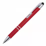 Długopis plastikowy touch pen z podświetlanym logo WORLD - czerwony