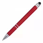 Długopis plastikowy touch pen z podświetlanym logo WORLD - czerwony