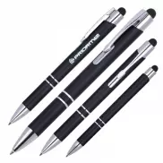 Długopis plastikowy touch pen z podświetlanym logo WORLD - czarny