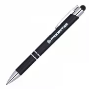 Długopis plastikowy touch pen z podświetlanym logo WORLD - czarny