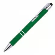 Długopis plastikowy touch pen z podświetlanym logo WORLD - zielony