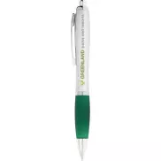 Długopis ze srebrnym korpusem i kolorowym uchwytem Nash, zielony, szary