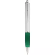 Długopis ze srebrnym korpusem i kolorowym uchwytem Nash, zielony, szary