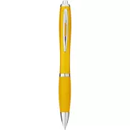 Długopis z kolorowym korpusem i uchwytem Nash, żółty
