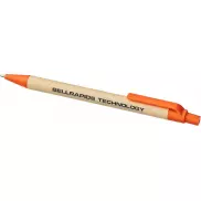 Długopis Berk z kartonu z recyklingu i plastiku kukurydzianego, pomarańczowy
