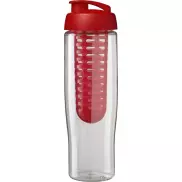Bidon H2O Tempo® o pojemności 700 ml z wieczkiem zaciskowym zmożliwością przyrządzania wody smakowej, biały, czerwony