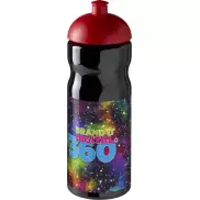 Bidon H2O Base® o pojemności 650 ml z wypukłym wieczkiem, czarny, czerwony