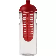 Bidon H2O Base® z wypukłym wieczkiem o pojemności 650 ml z możliwością przyrządzania wody smakowej, biały, czerwony