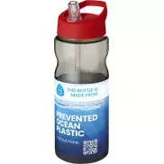 Bidon H2O Eco o pojemności 650 ml z wieczkiem z dzióbkiem, szary, czerwony