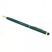 Długopis aluminiowy Touch Tip Gold, ciemnozielony