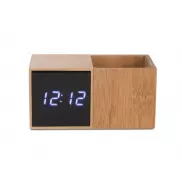 Zegar z przybornikiem na biurko BAMBOO brązowy