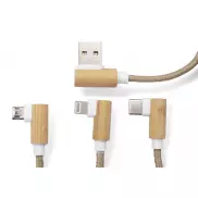 Kabel USB 3 w 1 FLAX beżowy (naturalny)
