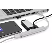 Rozdzielacz HUB USB z kablem typ C - ROSKO srebrny