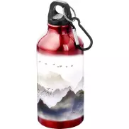 Aluminiowa butelka na wodę Oregon z karabińczykiem o pojemności 400 ml, czerwony