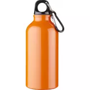 Aluminiowa butelka na wodę Oregon z karabińczykiem o pojemności 400 ml, pomarańczowy