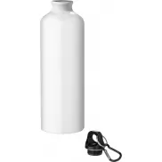 Aluminiowa butelka na wodę Oregon z karabińczykiem o pojemności 770 ml, biały