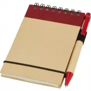 Notatnik A7 z recyklingu z długopisem Zuse, piasek pustyni, czerwony