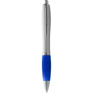 Długopis ze srebrnym korpusem i kolorowym uchwytem Nash, szary, niebieski