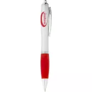 Długopis ze srebrnym korpusem i kolorowym uchwytem Nash, szary, czerwony