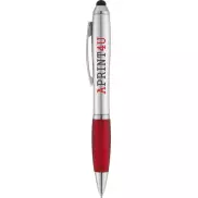 Długopis ze stylusem i kolorowym uchwytem Nash, szary, czerwony