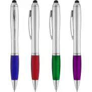 Długopis ze stylusem i kolorowym uchwytem Nash, szary, czerwony