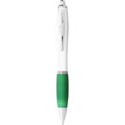 Długopis Nash z białym korpusem i kolorwym uchwytem, biały, zielony