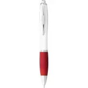 Długopis Nash z białym korpusem i kolorwym uchwytem, biały, czerwony