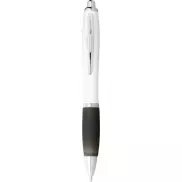 Długopis Nash z białym korpusem i kolorwym uchwytem, biały, czarny