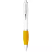 Długopis Nash z białym korpusem i kolorwym uchwytem, biały, żółty