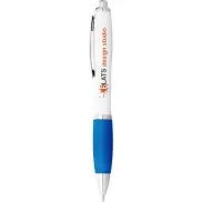 Długopis Nash z białym korpusem i kolorwym uchwytem, biały, niebieski