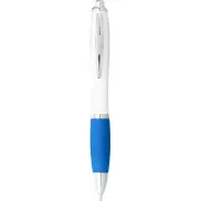 Długopis Nash z białym korpusem i kolorwym uchwytem, biały, niebieski