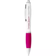 Długopis Nash z białym korpusem i kolorwym uchwytem, biały, różowy