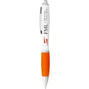 Długopis Nash z białym korpusem i kolorwym uchwytem, biały, pomarańczowy