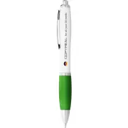 Długopis Nash z białym korpusem i kolorwym uchwytem, biały, zielony