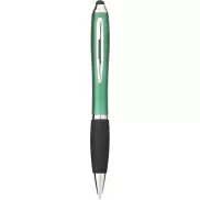 Długopis z kolorowym stylusem i czarnym uchwytem Nash, zielony, czarny