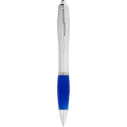 Długopis ze srebrnym korpusem i kolorowym uchwytem Nash, szary, niebieski