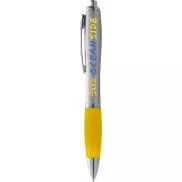 Długopis ze srebrnym korpusem i kolorowym uchwytem Nash, szary, żółty