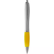 Długopis ze srebrnym korpusem i kolorowym uchwytem Nash, szary, żółty