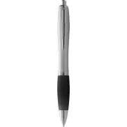 Długopis ze srebrnym korpusem i kolorowym uchwytem Nash, szary, czarny