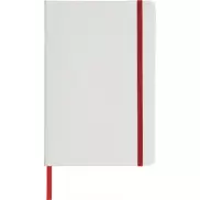 Biały notes A5 Spectrum z kolorowym paskiem, biały, czerwony