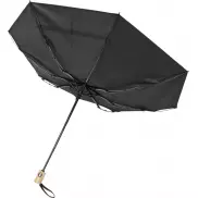 Składany, automatycznie otwierany/zamykany parasol Bo 21” wykonany z plastiku PET z recyklingu, czarny