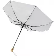 Składany, automatycznie otwierany/zamykany parasol Bo 21” wykonany z plastiku PET z recyklingu, biały