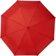 Składany, automatycznie otwierany/zamykany parasol Bo 21” wykonany z plastiku PET z recyklingu, czerwony