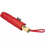 Składany, automatycznie otwierany/zamykany parasol Bo 21” wykonany z plastiku PET z recyklingu, czerwony