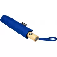 Składany, automatycznie otwierany/zamykany parasol Bo 21” wykonany z plastiku PET z recyklingu, niebieski