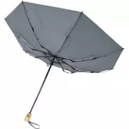 Składany, automatycznie otwierany/zamykany parasol Bo 21” wykonany z plastiku PET z recyklingu, szary