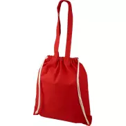 Plecak Eliza wykonany z bawełny o gramaturze 240 g/m² ze sznurkiem ściągającym, czerwony