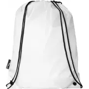 Plecak Oriole ze sznurkiem ściągającym z recyklowanego plastiku PET, biały