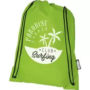 Plecak Oriole ze sznurkiem ściągającym z recyklowanego plastiku PET, zielony