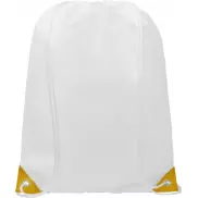 Plecak Oriole ściągany sznurkiem z kolorowymi rogami, biały, żółty